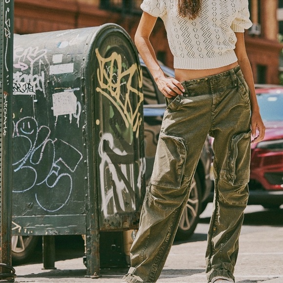 Free People Pants - Free People Can’t Compare olive green slouch pants